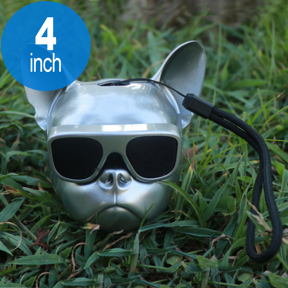 Small Size Cool Design Sunglasses Pit Bull Dog Portable Bluetooth Speaker (Silver)